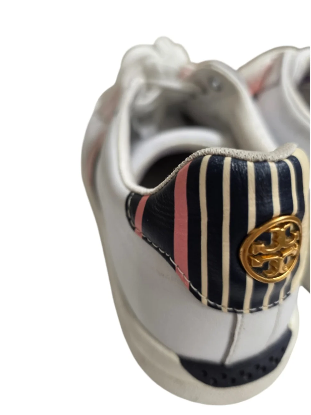 Women's Tory Burch Leather Sneakers, White and Pink Size 8